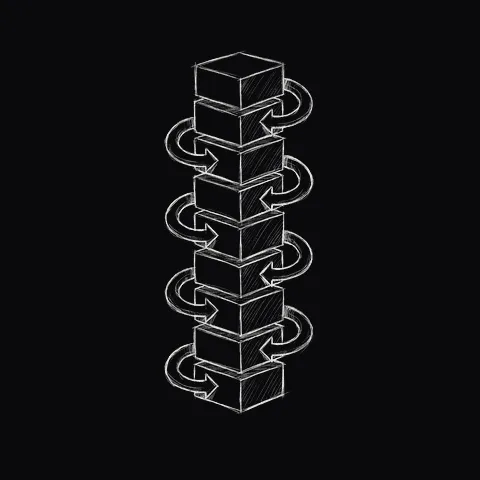 各ブロックを迂回する矢印のついたブロックの塔