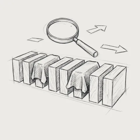 一部に目隠しをしたタイルの列を両方向から読む