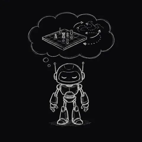 ゲーム盤を夢見るロボット