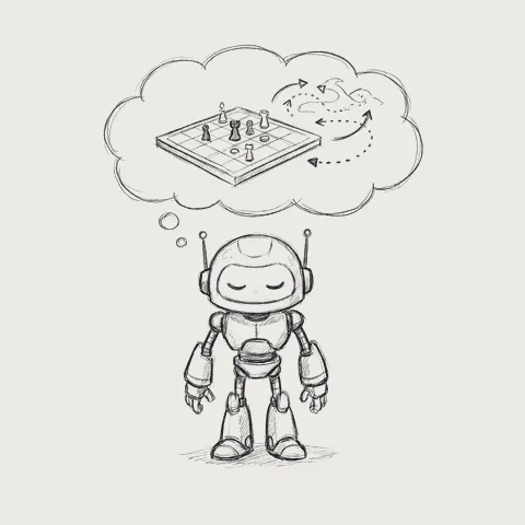 ゲーム盤を夢見るロボット